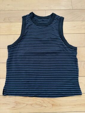 Lululemon Dark Grey & Light Blue Striped Tank Top